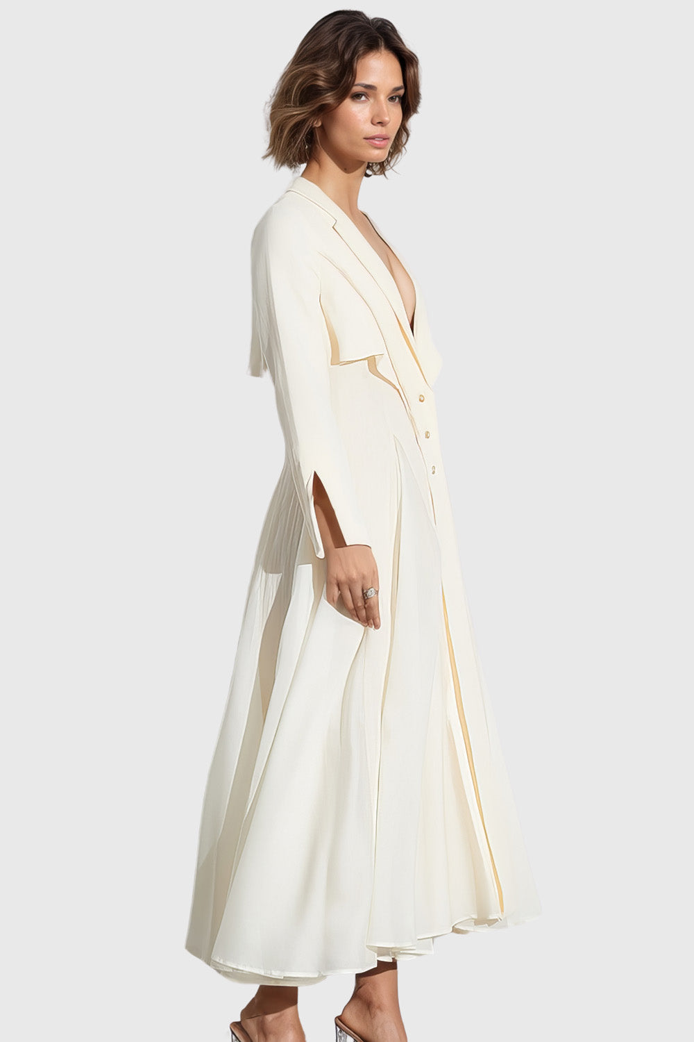 Long Sleeve Maxi Dress with V Neckline