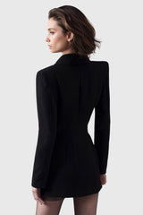 Blazer a medida con vestido de cuero - Negro