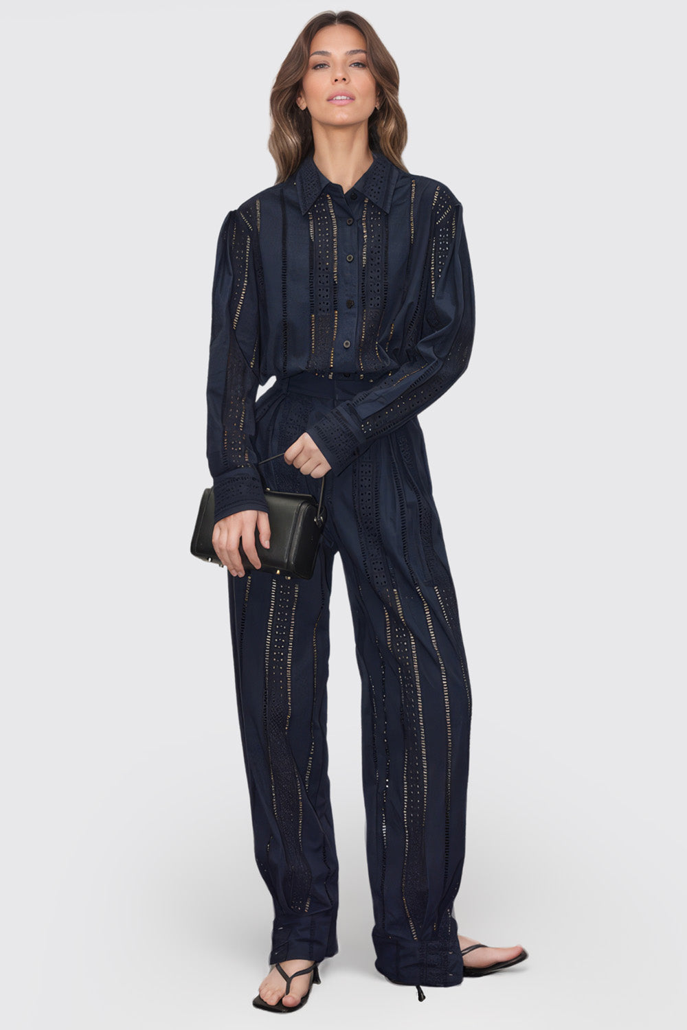 Pantalones transparentes de cintura alta - Azul marino