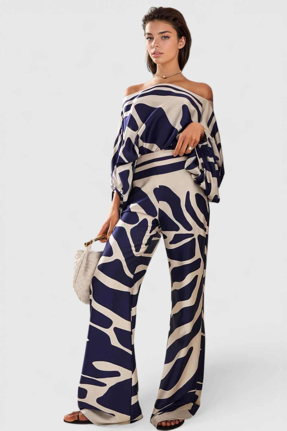 Conjunto fluido de 2 piezas con estampado - Azul
