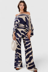 Conjunto fluido de 2 piezas con estampado - Azul