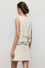 Waistcoat Top with Asymmetrical Fastening - Beige