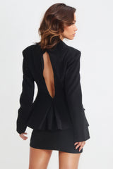Blazer con escote corazón y espalda abierta - Negro