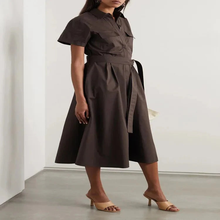 Vestido camisero moderno con cordones y bolsillos - Colección Verano 2024