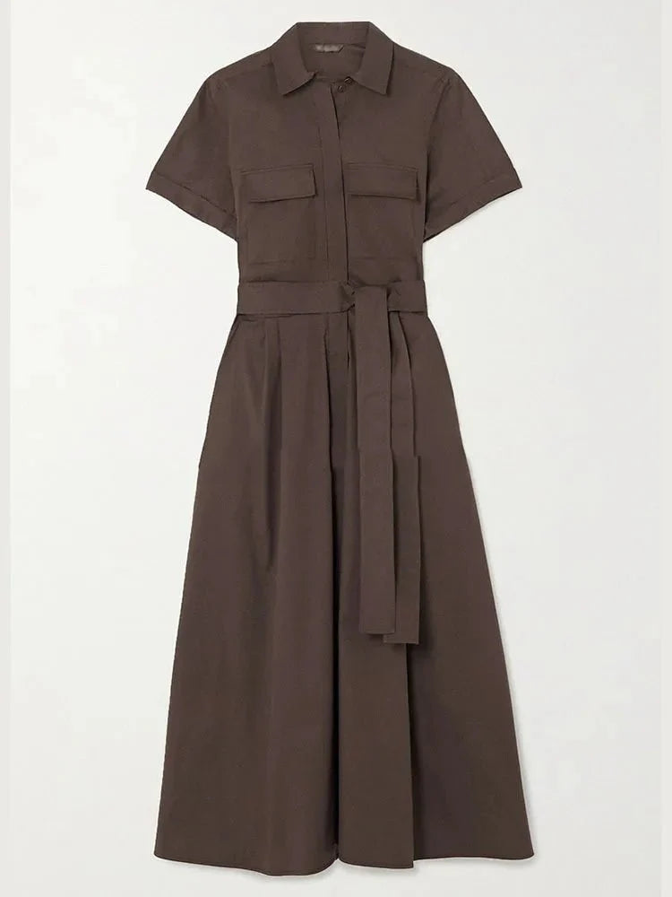 Vestido camisero moderno con cordones y bolsillos - Colección Verano 2024