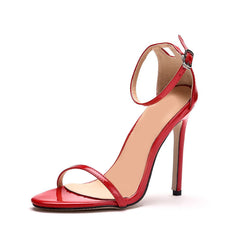 Trendy Solid Color Knöchelriemen High Heel Sandalen - Rot