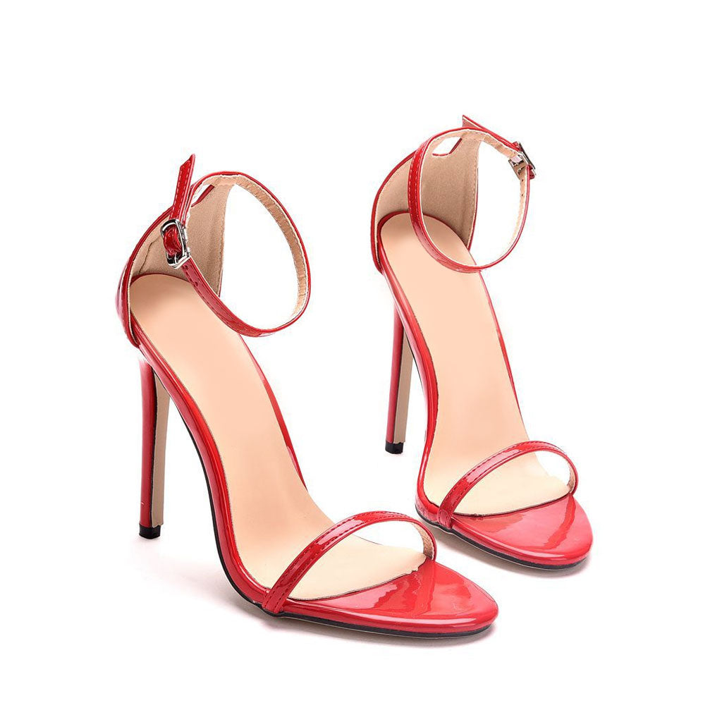 Trendy Solid Color Knöchelriemen High Heel Sandalen - Rot