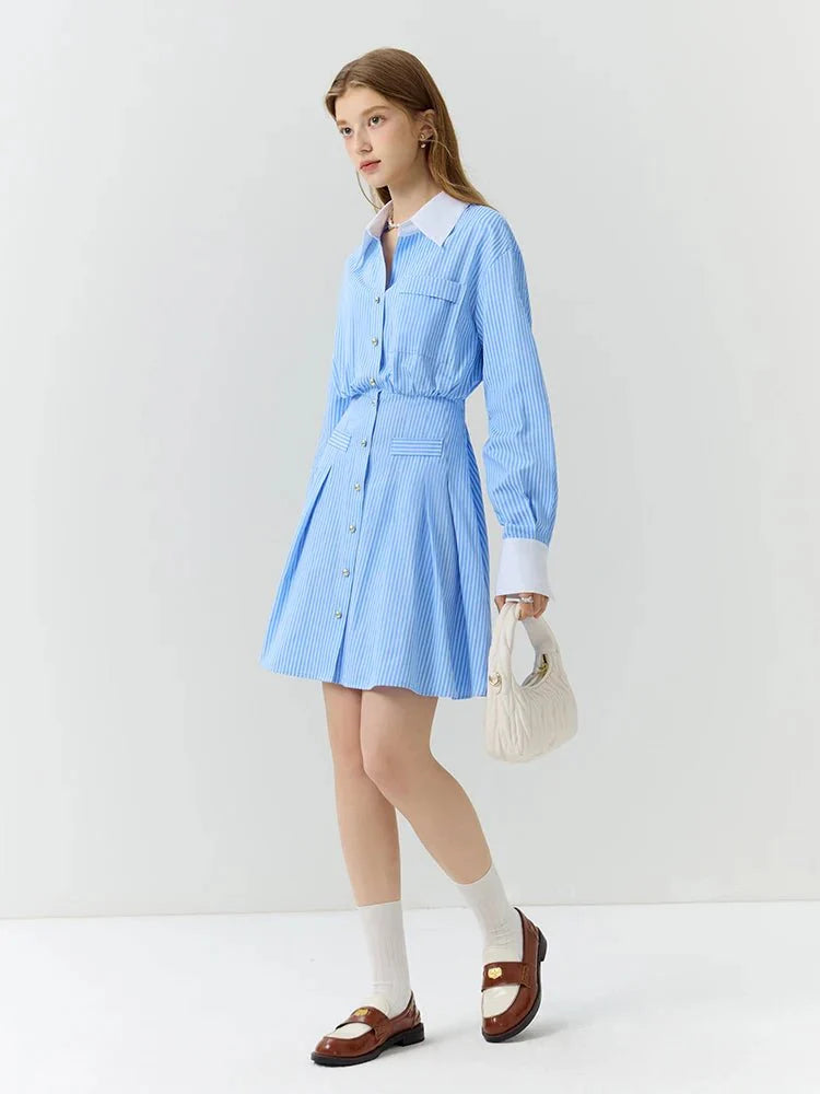 Trendy Summer Stripe Shirt Dress