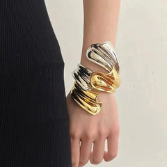 Twist Pleated Metal Open Bracelet