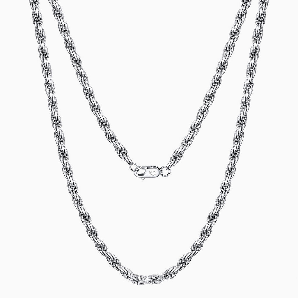 Urban Chic Pure Color Twist Rope Sterling Silver 1.2MM Chain Necklace