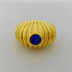 Vintage Brass Knot Ring with Natural Stone for Women