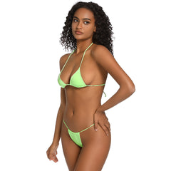 Vinyl Thong Slide Triangle Brazilian Two Piece Bikini Swimsuit