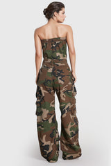 Langer Jumpsuit im Army-Muster - Grün &amp; Braun